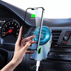 15W Magnetic Car Wireless Charger Air Vent Mount for iPhone 14/13/12 Series - Fast Charging Holder