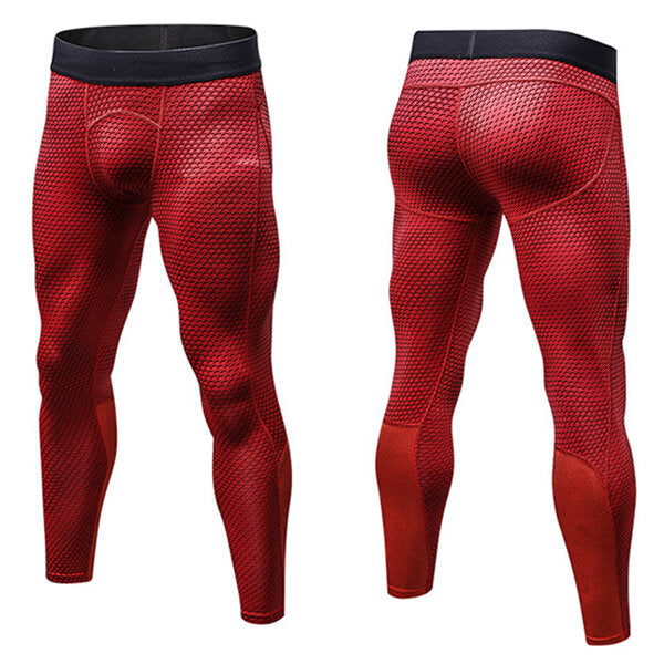 PRO Fitness Herren Quick Dry Stretch Lauftights - 3D-bedruckte Freizeithose