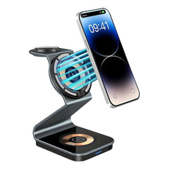 15W 3-in-1 Magnetic Wireless Charger Stand for iPhone, Apple Watch, and AirPods