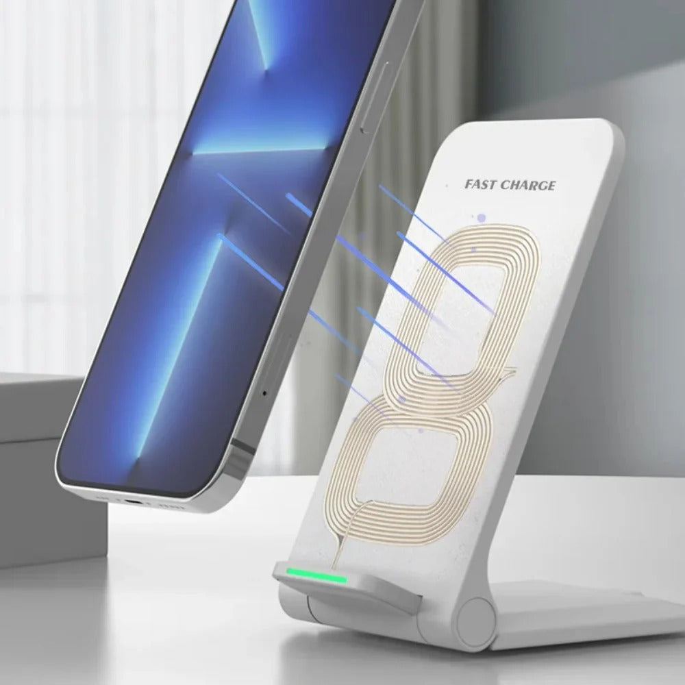 100W Foldable QI Wireless Charger Stand for iPhone 12-15 Pro, Samsung S22-S9, Xiaomi, Huawei