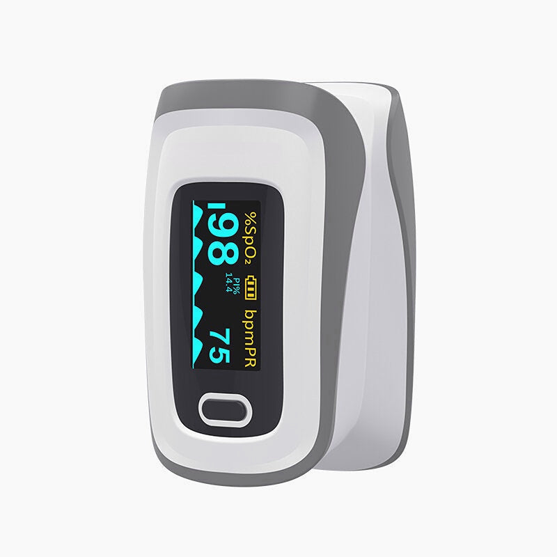 Finger Clip Pulse Oximeter with Multiple Display Modes, Plethysmograph, and Brightness Adjustment