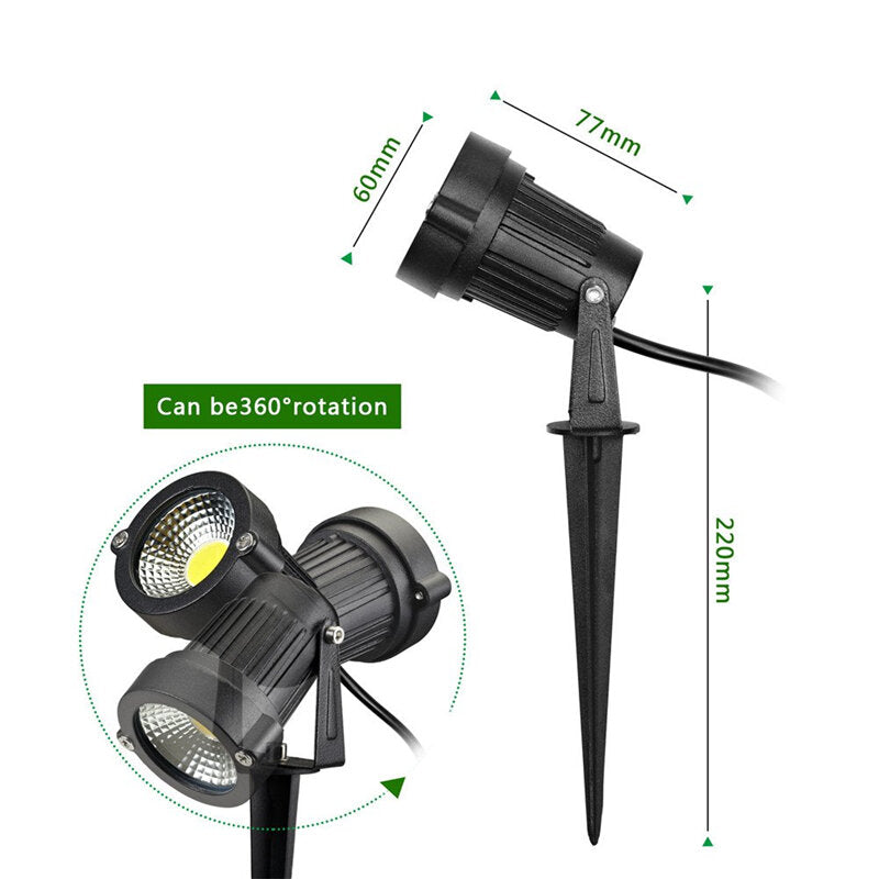 10W LED COB Rasenlicht - Wasserdichte Gartenstrahler für den Außenbereich, Yard Spike Landschaftslampe AC85-265V