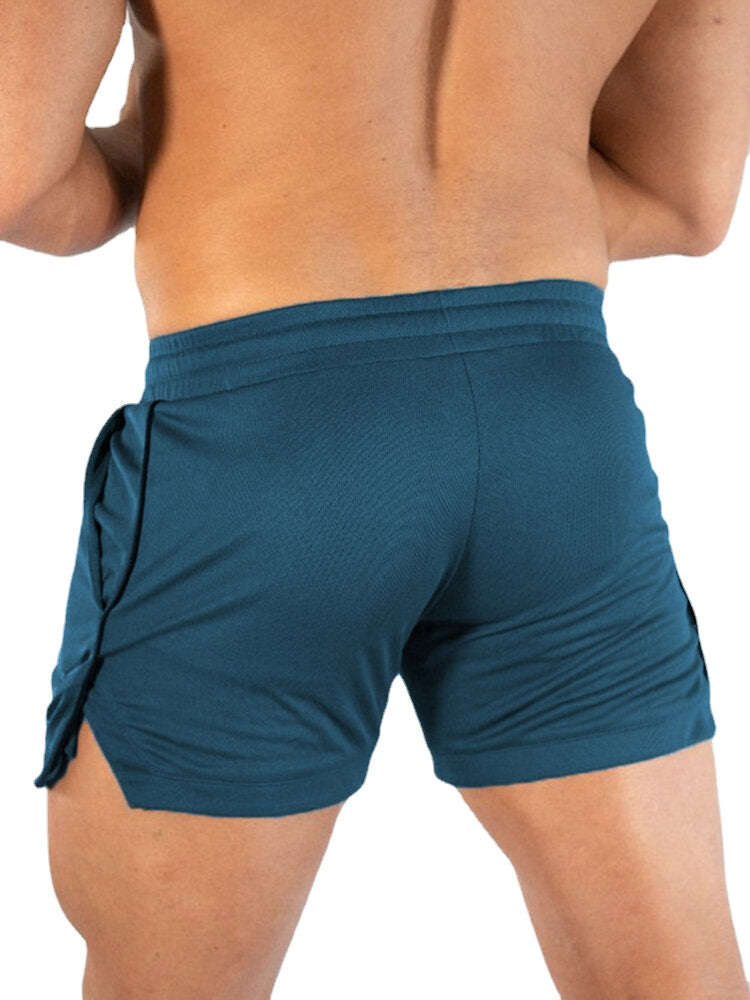 Men's Quick Dry Stretch Beach Shorts - Solid Color, Loose Fit, Drawstring Waist