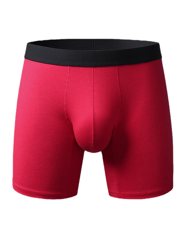 Men's Knitting U Convex Pouch Fitness Boxers - Lengthened Cotton Sport Underwear