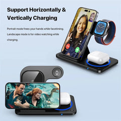 15W Foldable Fast Wireless Charger Stand for iPhone, Samsung, Huawei, Xiaomi, AirPods, Apple Watch