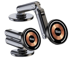 15W Magnetic Car Wireless Charger with 360 Degree Adjustable Stand for iPhone & Samsung