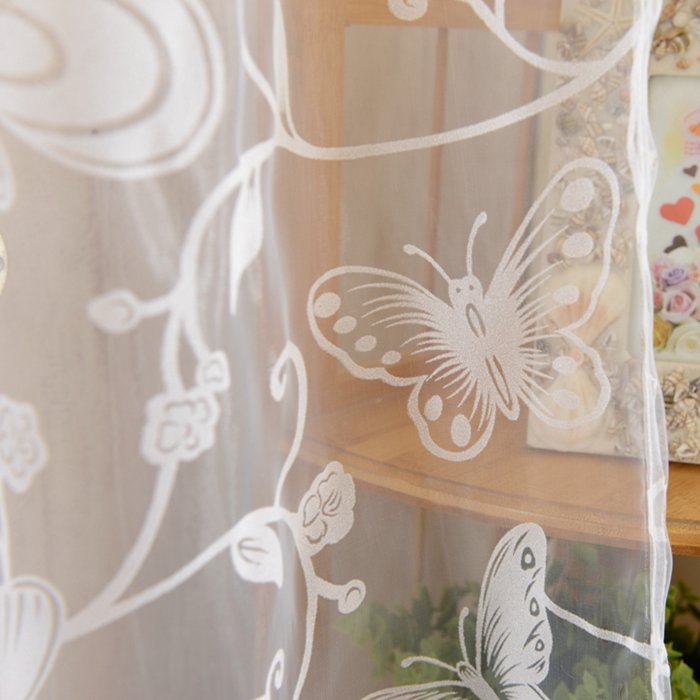 1x2m Fashion Butterfly Voile Door Curtain Panel - Sheer Window Room Divider Home Decor