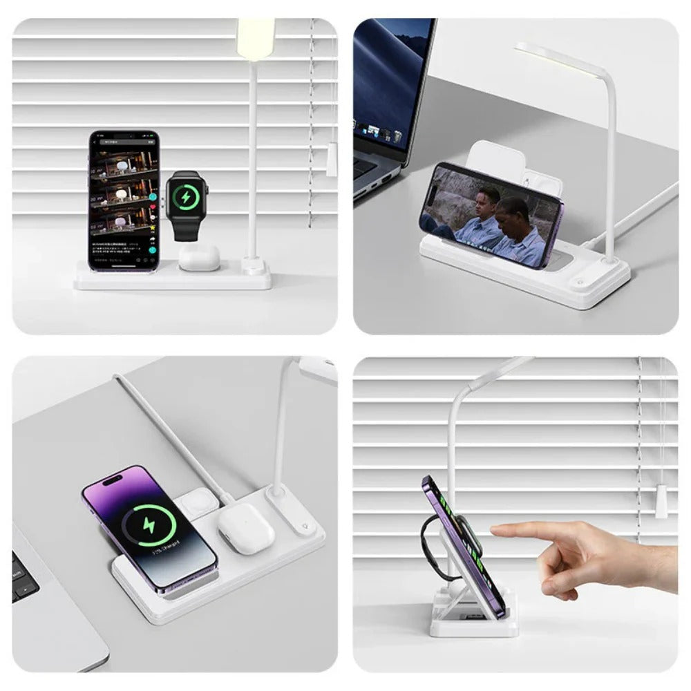 Fast Wireless Charger & Table Lamp for Qi-Enabled Phones, iPhone, Samsung, Xiaomi, AirPods, Smart Watches