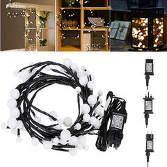 2.5M Warm White Rattan Globe String Lights for Christmas Party Patio - US/UK/EU Plug DC24V