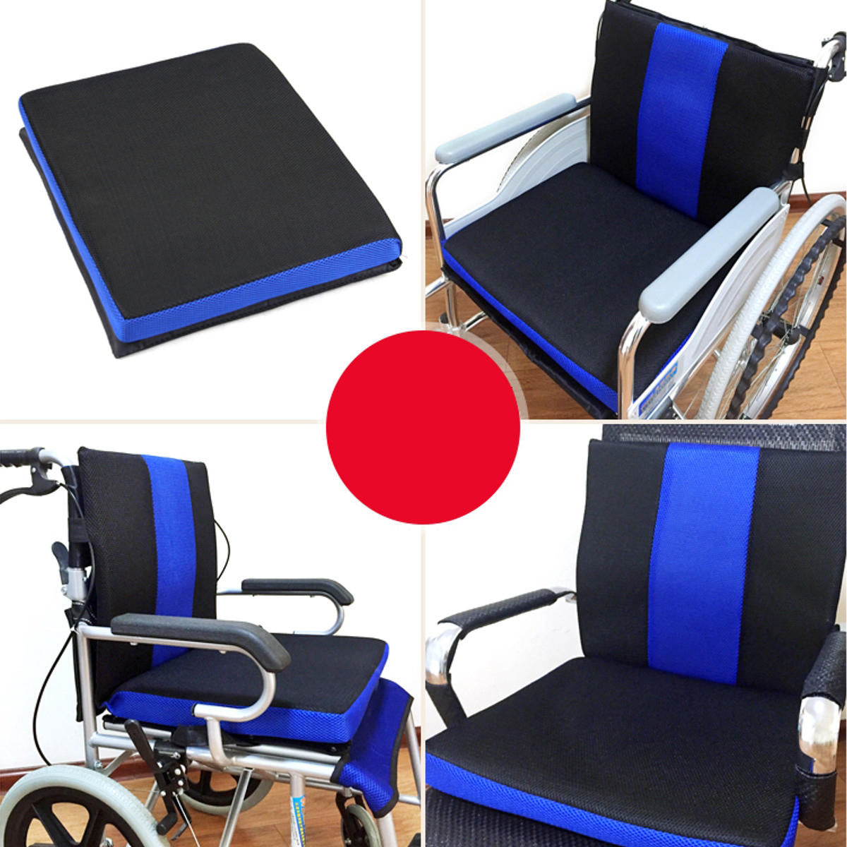 45x41x5cm Chair Wheelchair Seat Cushion - 3D Net Cloth, Sponge Back Support, Pain Relief for Office Seats