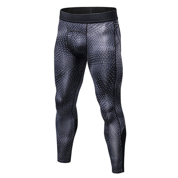 PRO Fitness Herren Quick Dry Stretch Lauftights - 3D-bedruckte Freizeithose