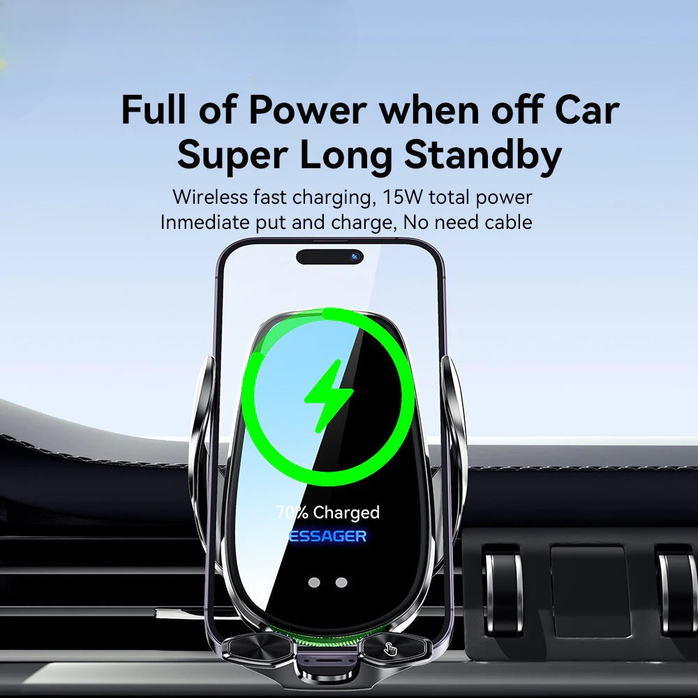 Wireless Car Phone Holder Charger - 15W/10W/7.5W/5W Fast Charging for iPhone, Xiaomi, Huawei