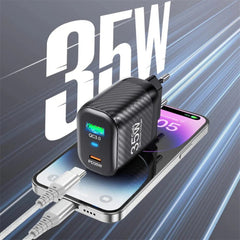 [GaN Tech] BK310 35W 2-Port USB PD Ladegerät Schnellladung EU-Stecker für iPhone, Hui, Xiaomi, Samsung