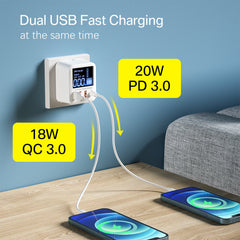 40W 4-Port USB PD Charger QC3.0 PD3.0 Fast Charging Adapter for iPhone, Samsung, Xiaomi