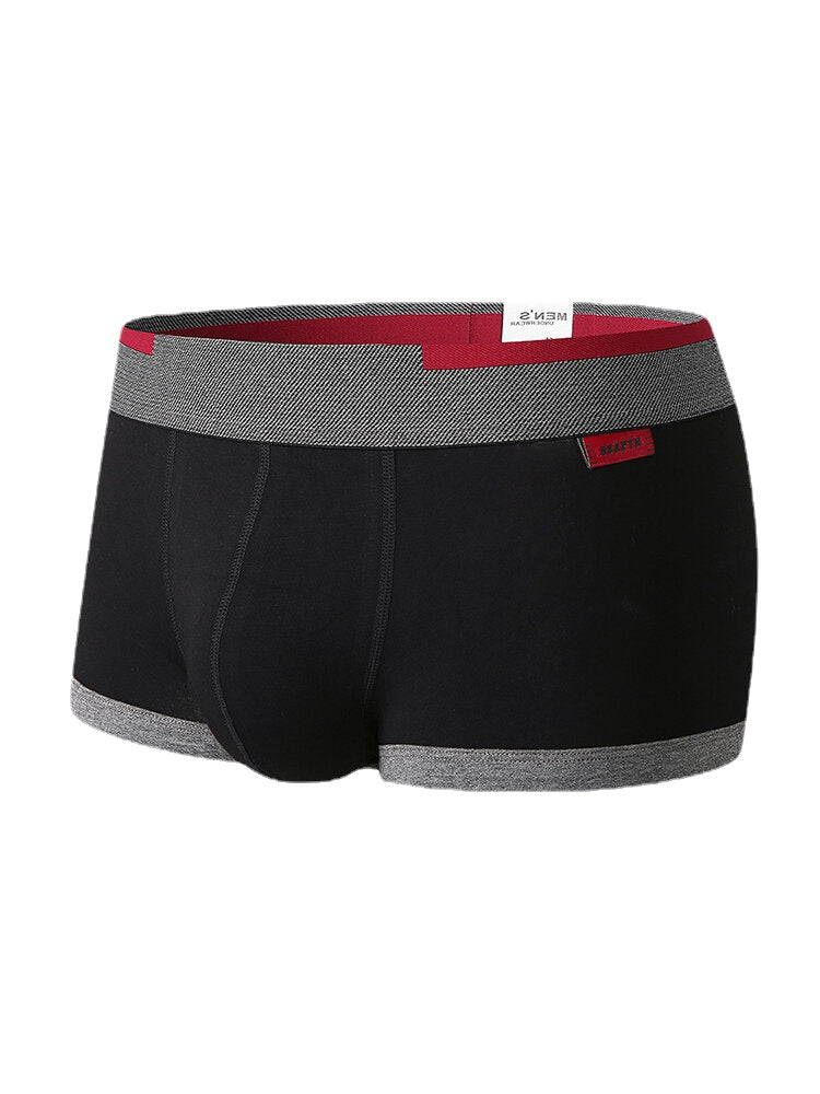 Atmungsaktive Baumwoll-Boxershorts für Herren mit antibakteriellem Beutel und kontrastierendem Bund