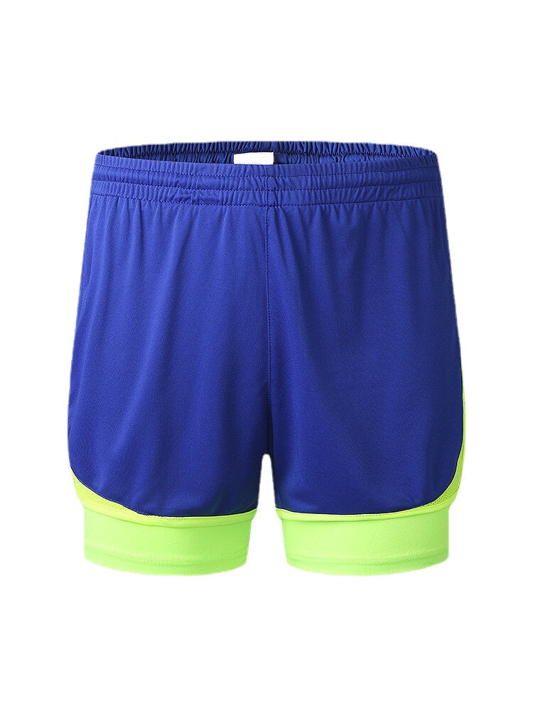 Men's Two-Tone Patchwork Sports Training Slim Fit Double Layer Beach Shorts