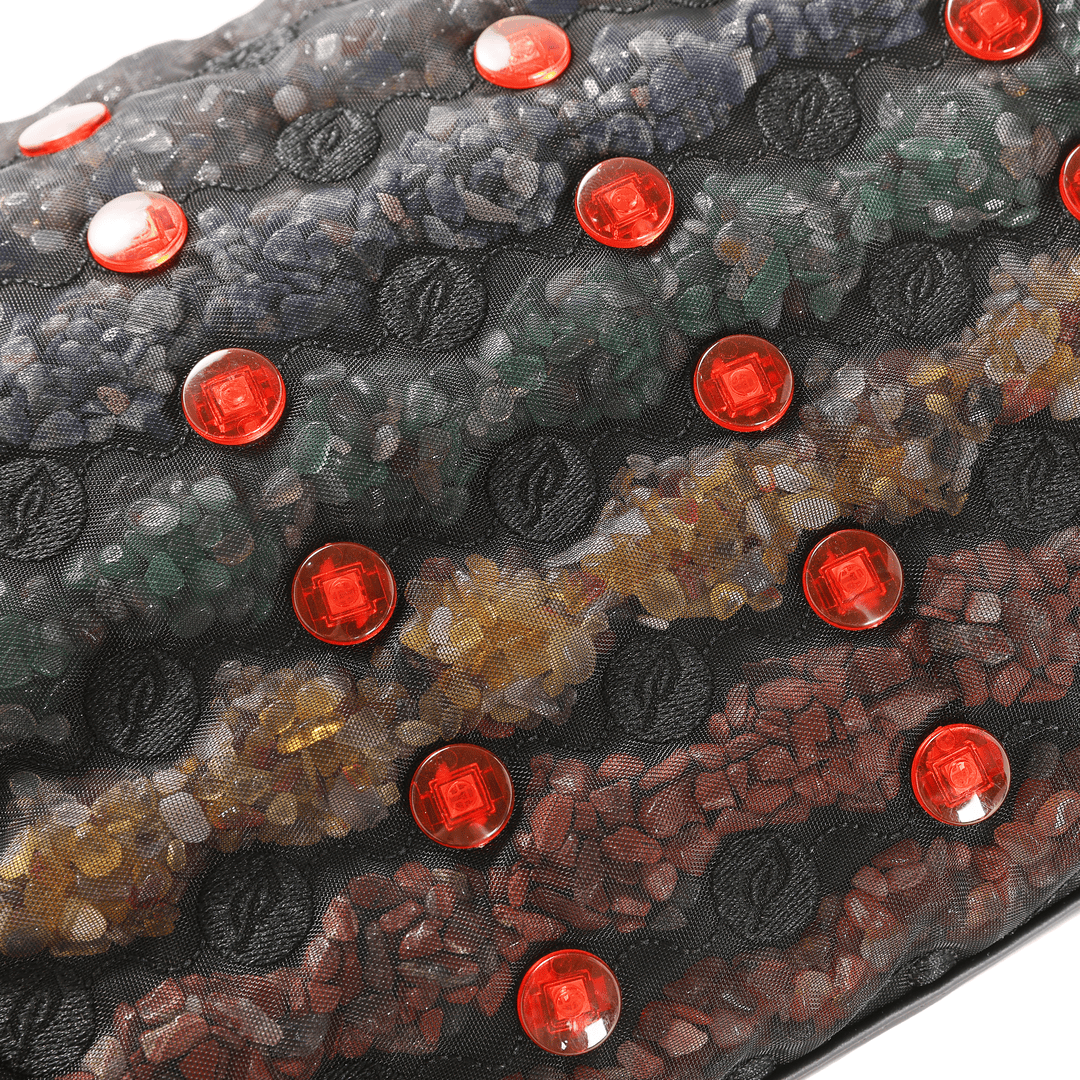 PEMF Infrared Therapy Pillow 50x20x10cm | Amethyst 7-Crystal Gemstones | 28-LED Red Light | 1 PEMF Coil | Neck & Head Massage Pillow