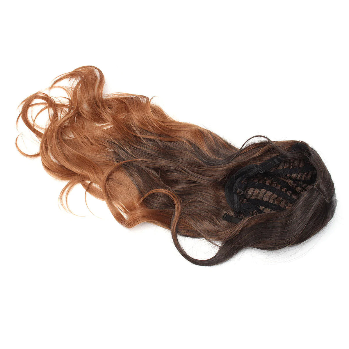 Women's Long Wavy Curly Synthetic Wig - Black Brown Ombre Cosplay Party Hair