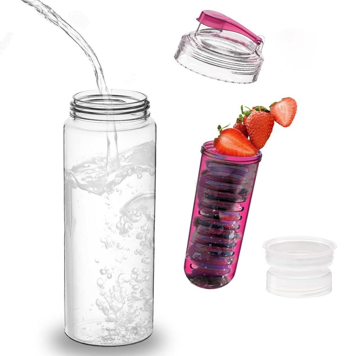 800ML Portable Clear Sport Fruit Infuser Water Bottle with Lemon Juice Filter