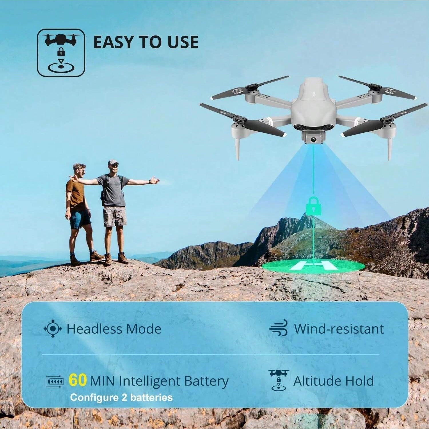 Professional 5G WiFi GPS Drones with 4K HD Wide Angle Camera, Foldable Design