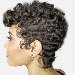 Black Ultra Short Afro Curly Wig - High Temp Fiber, Soft, Small Curls