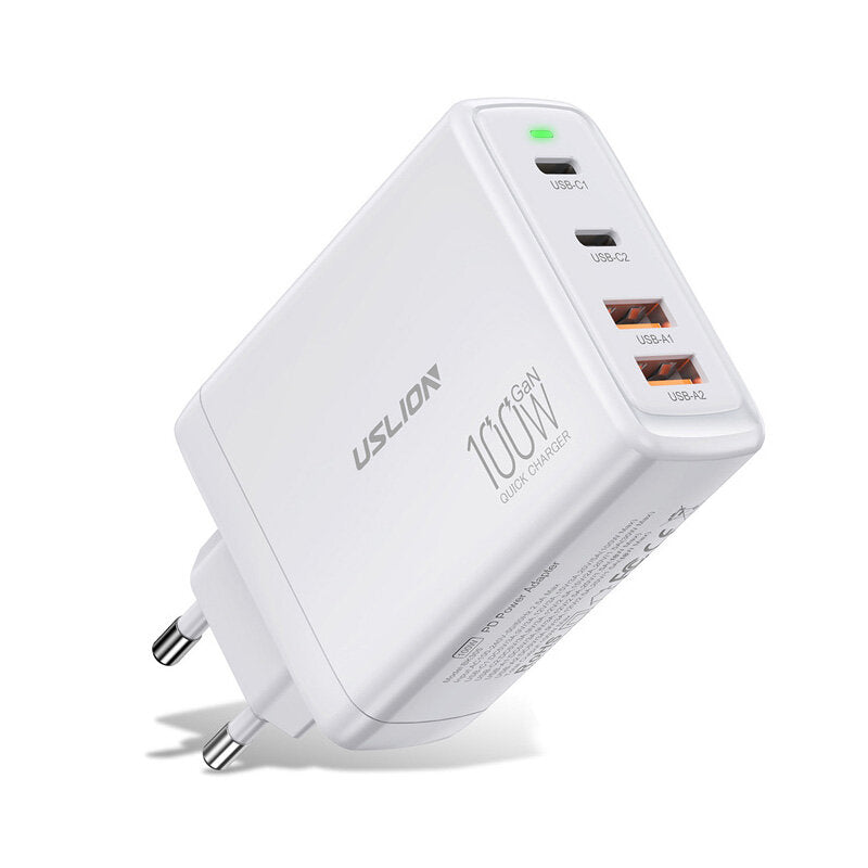 100W GaN 4-Port USB PD Fast Charger, Compatible with iPhone, Samsung, Huawei