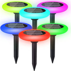 2/4 Pcs LED Solar Powered RGB Ground Lights - Waterproof Outdoor Lawn, Garden, Pathway, Decking Yard Lamps