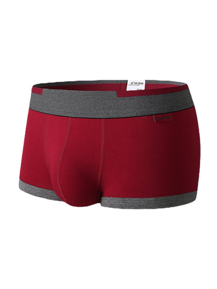 Atmungsaktive Baumwoll-Boxershorts für Herren mit antibakteriellem Beutel und kontrastierendem Bund