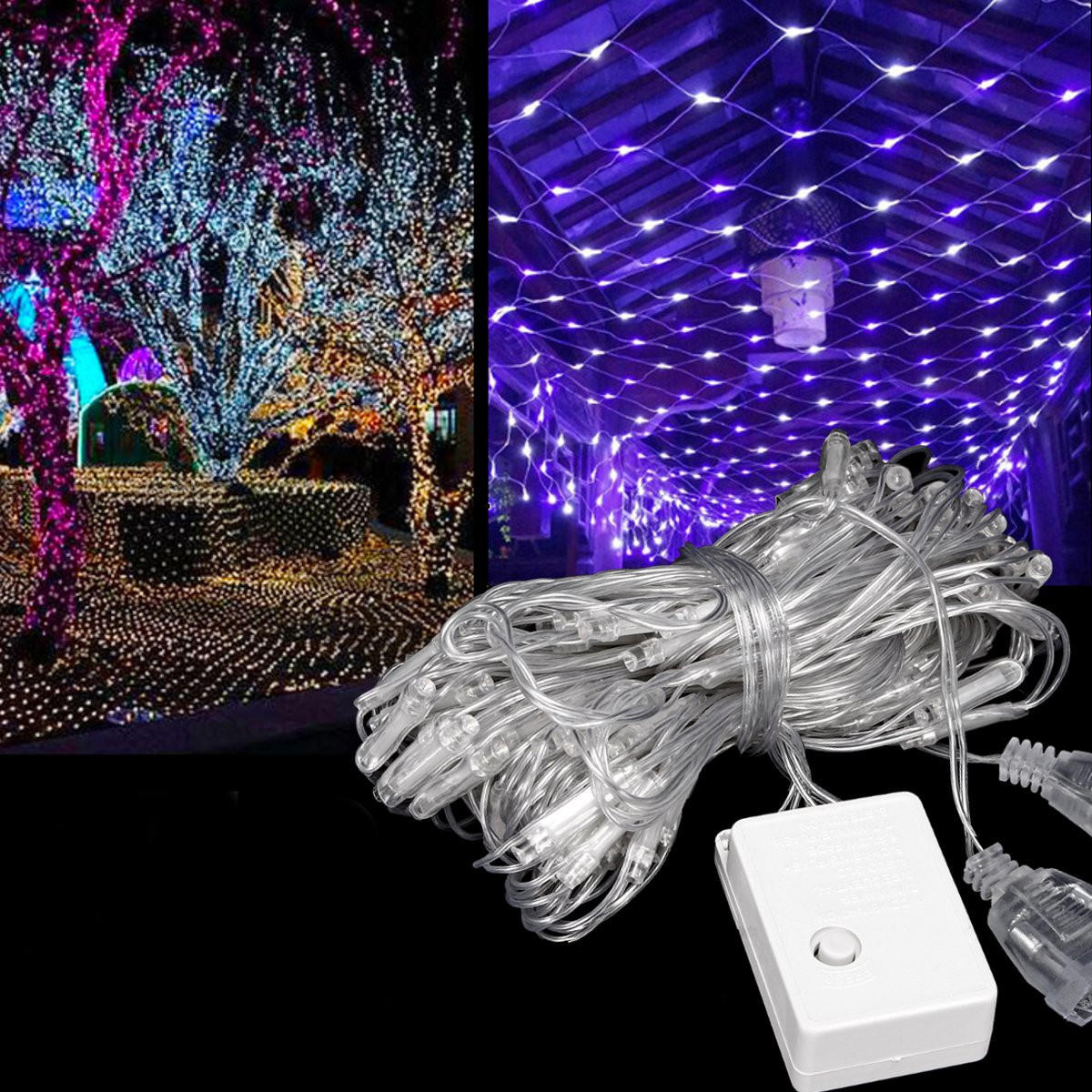 192 LED Waterproof Net String Curtain Fairy Lights, 3M x 2M, EU Plug AC220V for Holiday, Wedding, Party