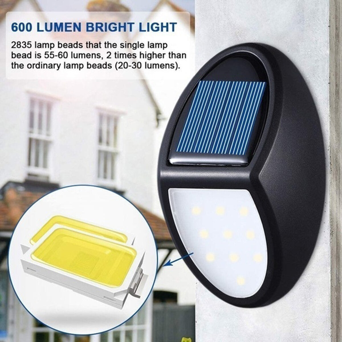 10 LED Solar Power Wall Light - Waterproof Outdoor Garden Yard Pathway Lamp