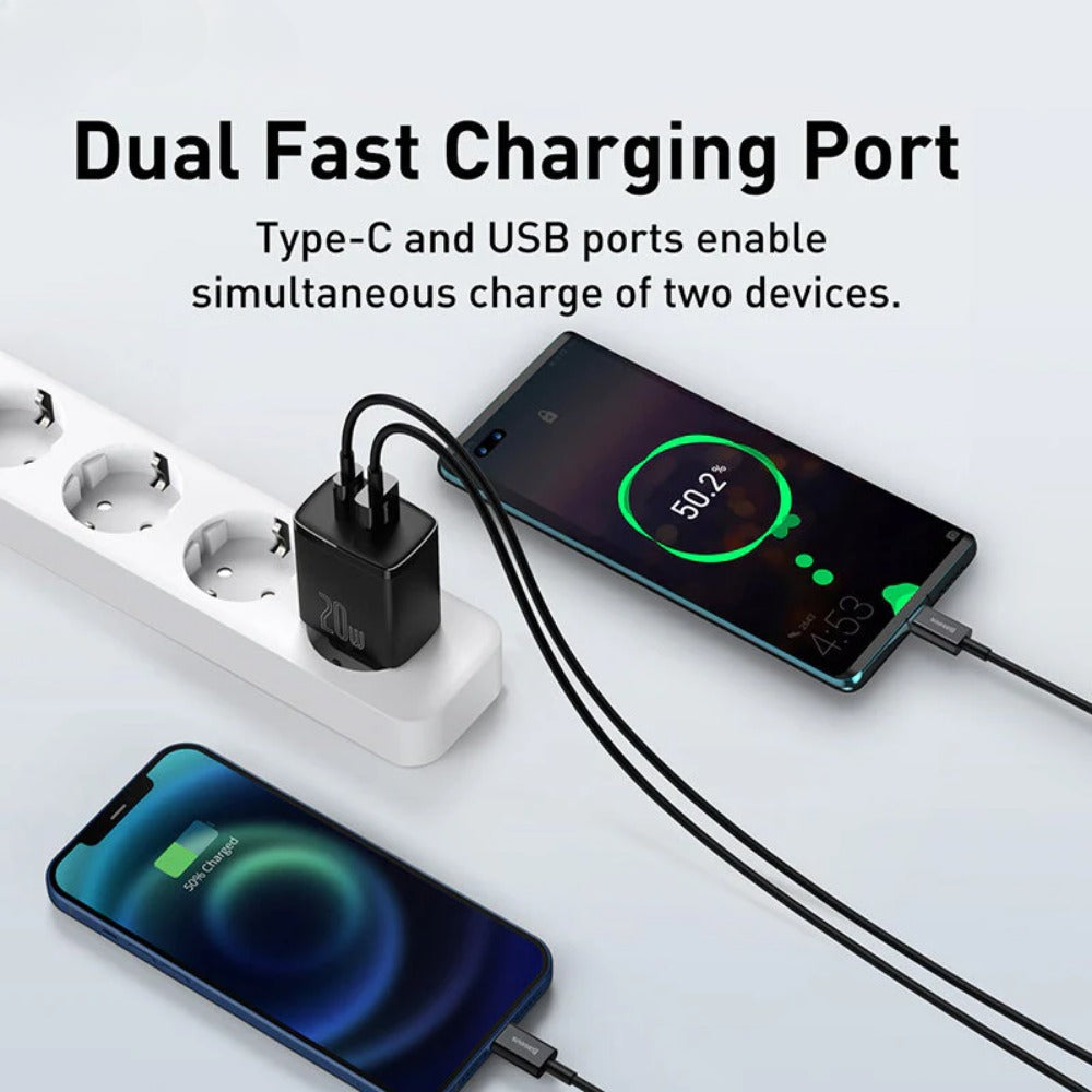 20 W Dual-Port USB PD Ladegerät, Schnellladeadapter für iPhone, Huawei, Samsung, Xiaomi