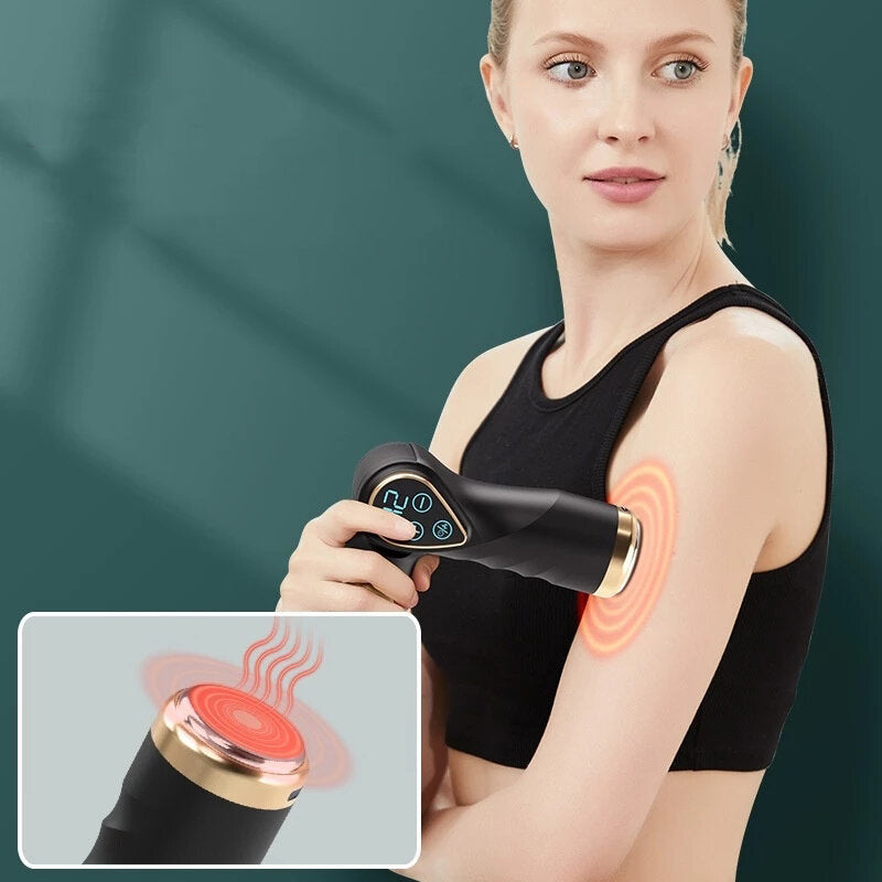 Folding Electric Fascia Massage Gun - Mini Muscle Relaxation, Hot Compress, Body Pain Relief Massager