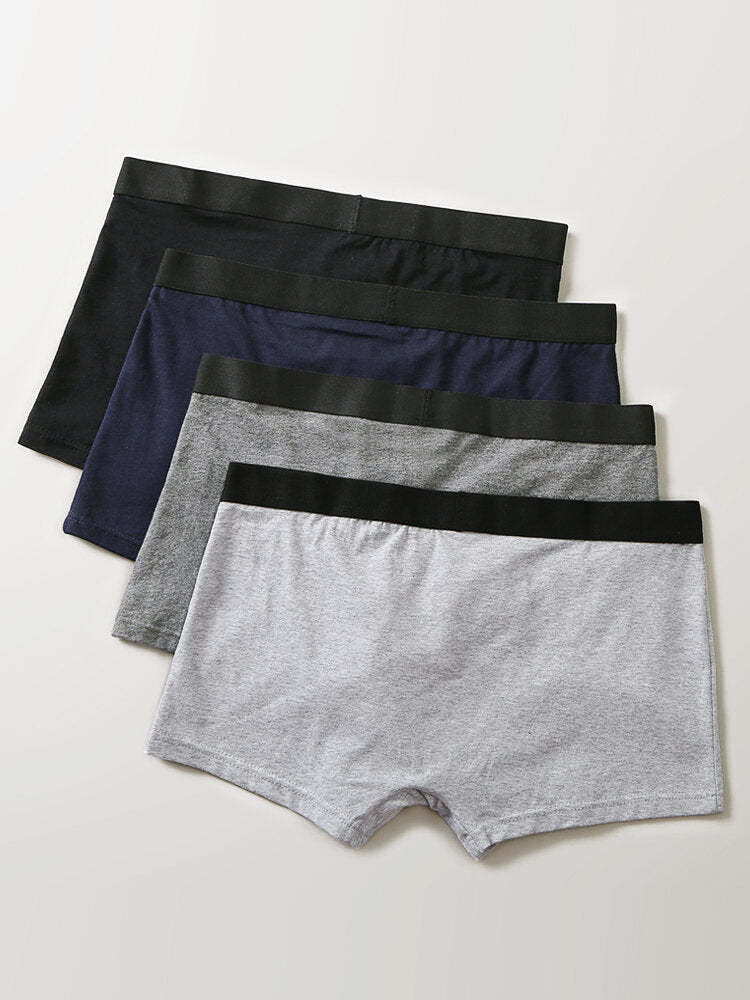Slim Fit-Boxershorts aus Baumwolle für Herren – 4er-Pack, atmungsaktiv, dünn, U-konvexe Beutel, einfarbig