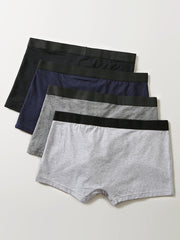 Slim Fit-Boxershorts aus Baumwolle für Herren – 4er-Pack, atmungsaktiv, dünn, U-konvexe Beutel, einfarbig