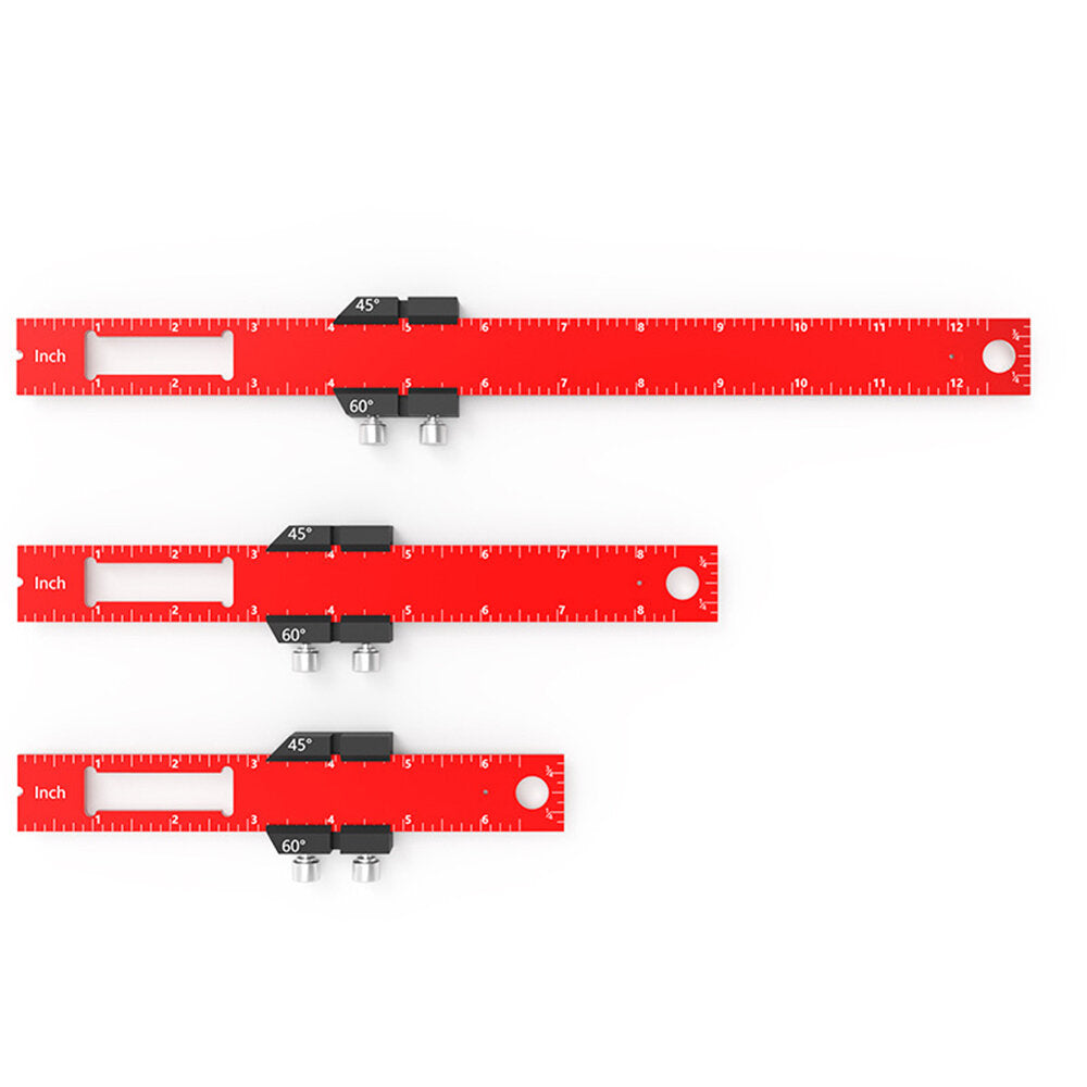Precision Woodworking Ruler Set - 3pcs Aluminum Scriber with Slide Stop, Metric & Inch