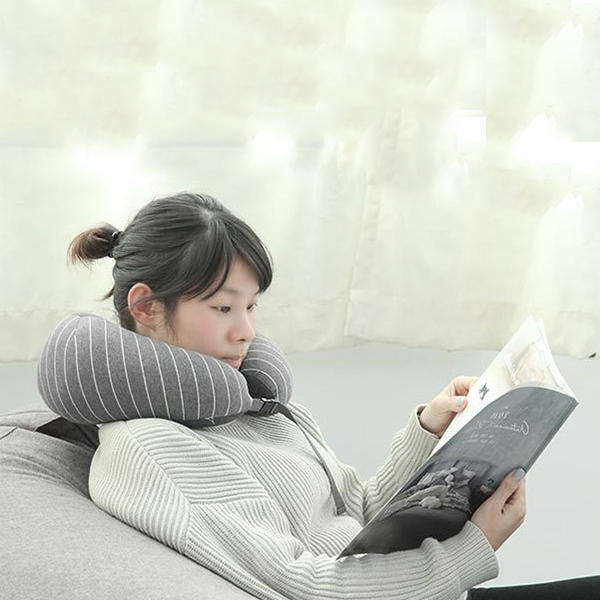 2-in-1 U-Shape Neck Pillow & Eye Mask Set - Cotton Headrest Cushion for Airplane Travel & Sleep