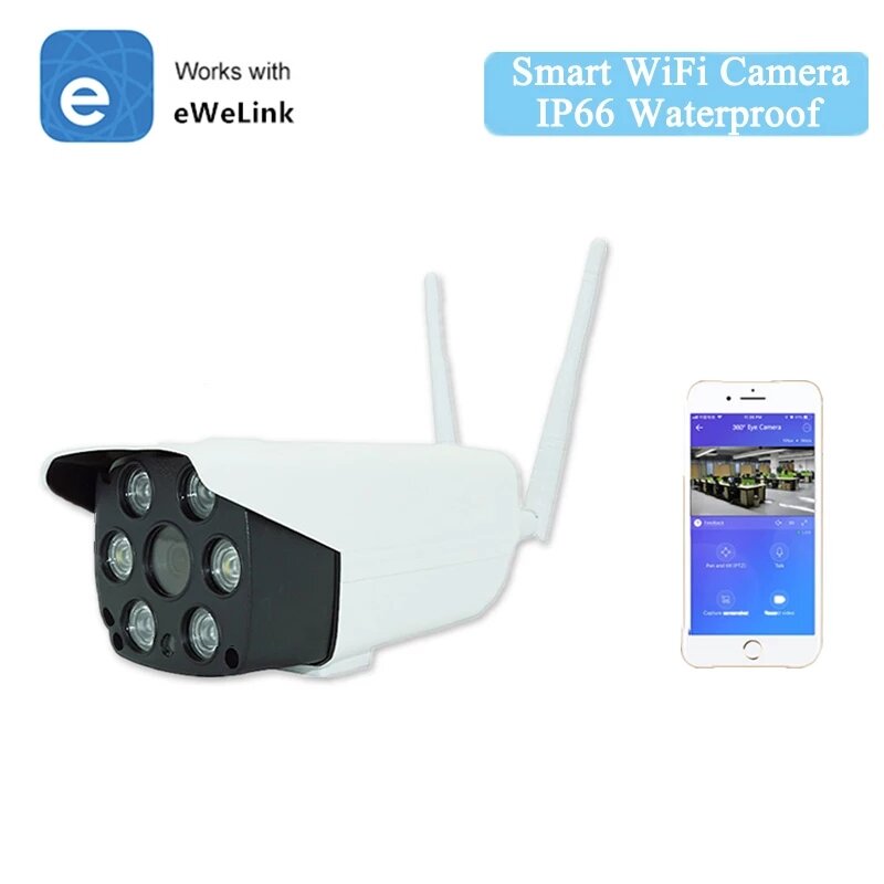 1080P Smart WiFi Camera with Two-Way Audio, Night Vision, IR LED, Outdoor IP66 Waterproof