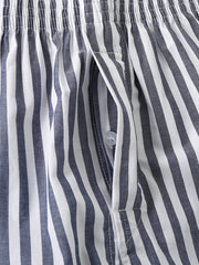 Gestreifte Lounge-Shorts für Herren aus 100 % Baumwolle, lockere Passform, mit Tasche – atmungsaktive Home-Boxershorts