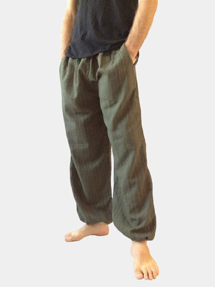 Herren Baggy Pants aus 100 % Baumwolle, atmungsaktiv, lässige Sport-Haremshose für Yoga, Größen S–5XL