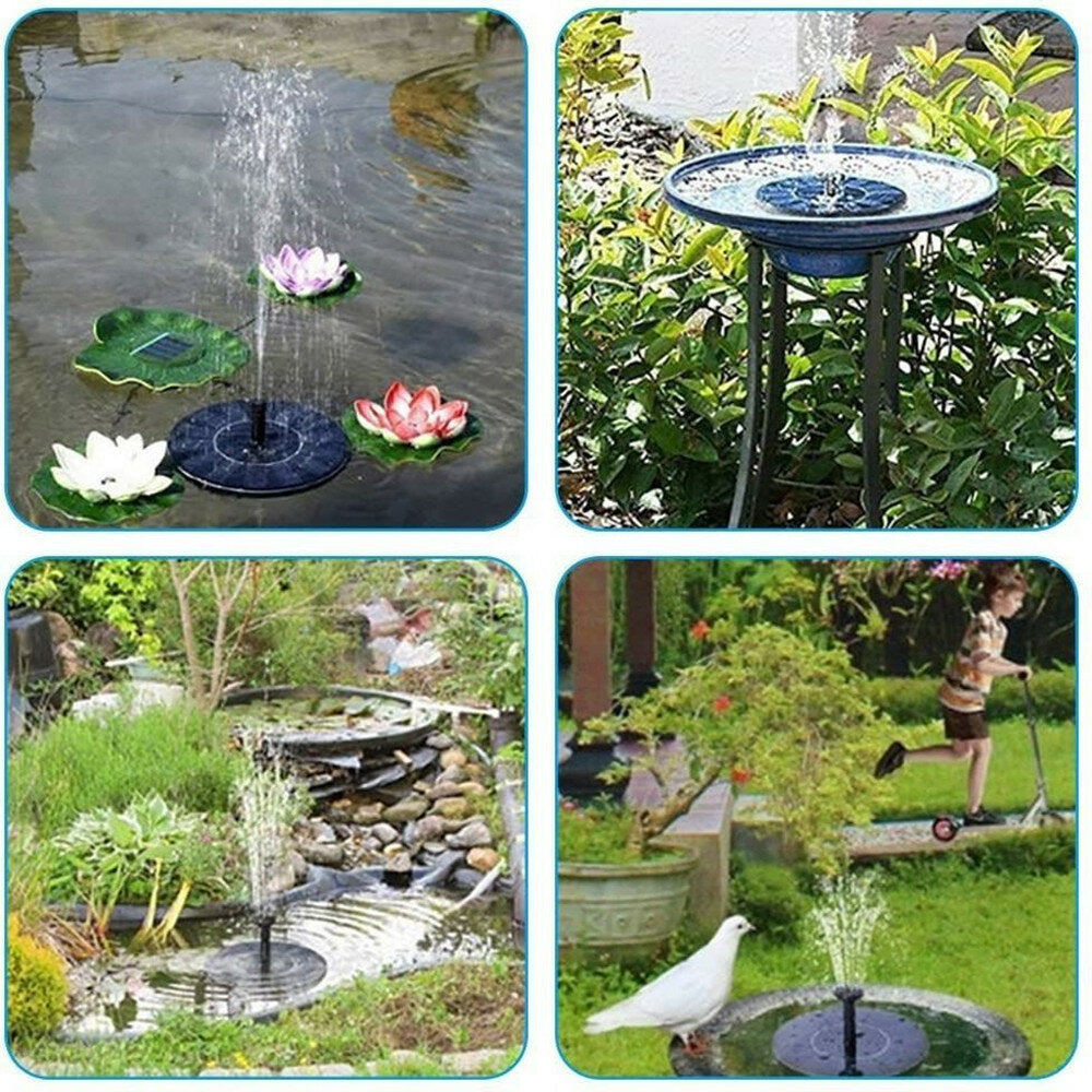 3W Solar Energy Floating Fountain with Battery & Night Breathing Light for Bird Basin