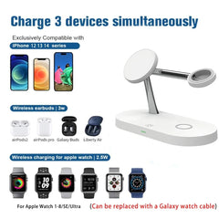 3-in-1 Wireless Charger Stand for iPhone 15/14/13/12 Pro, Samsung, and Apple Watch