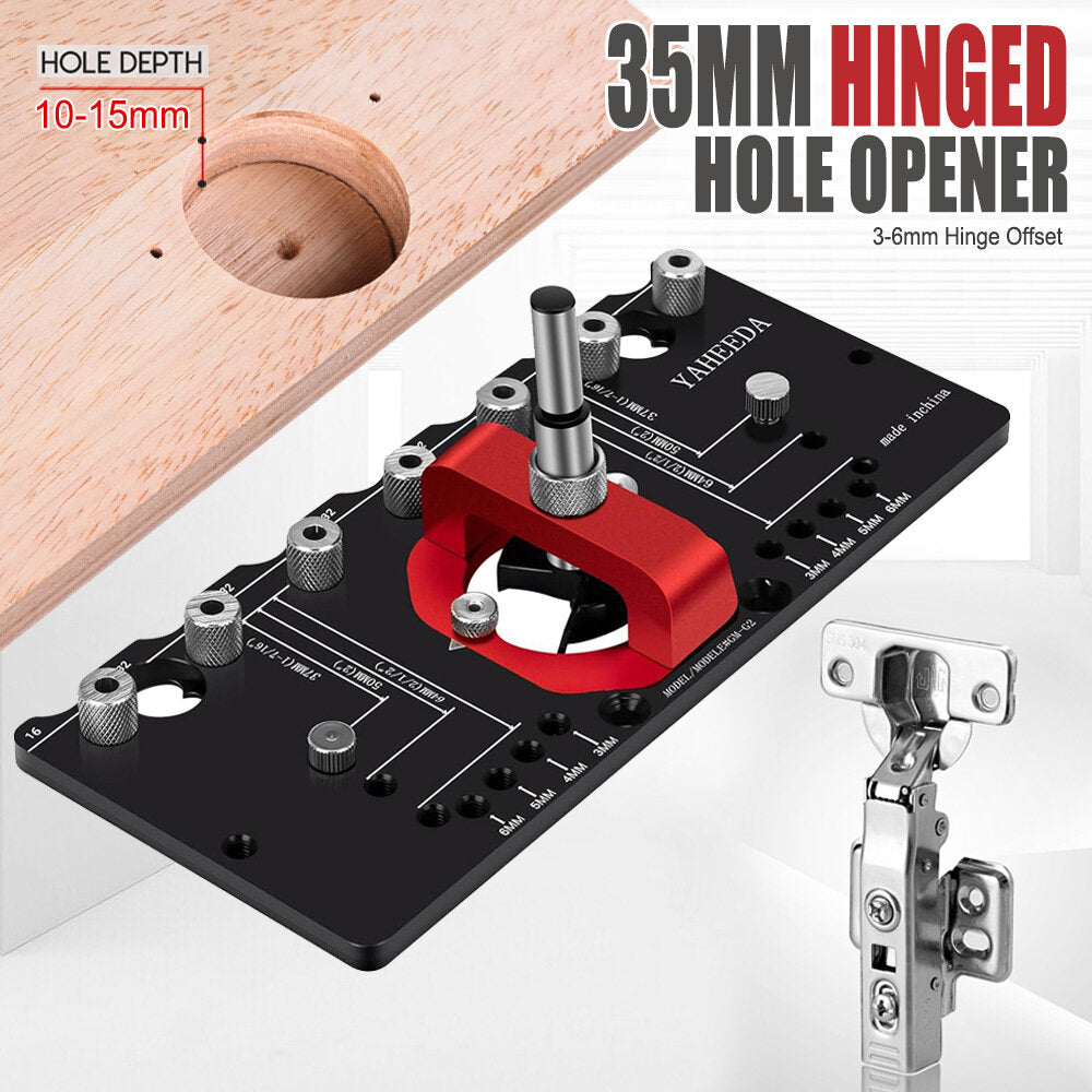 35mm Hinge Punch Locator - Aluminum Alloy Jig for Concealed Door Installation and Shelf Pin Placement