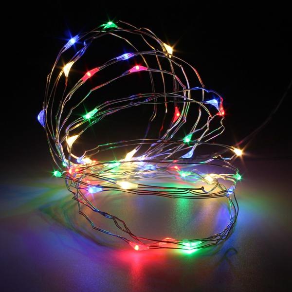 10M 100 LED Battery-Powered Waterproof Silver Wire Fairy String Lights for Christmas Party Decor