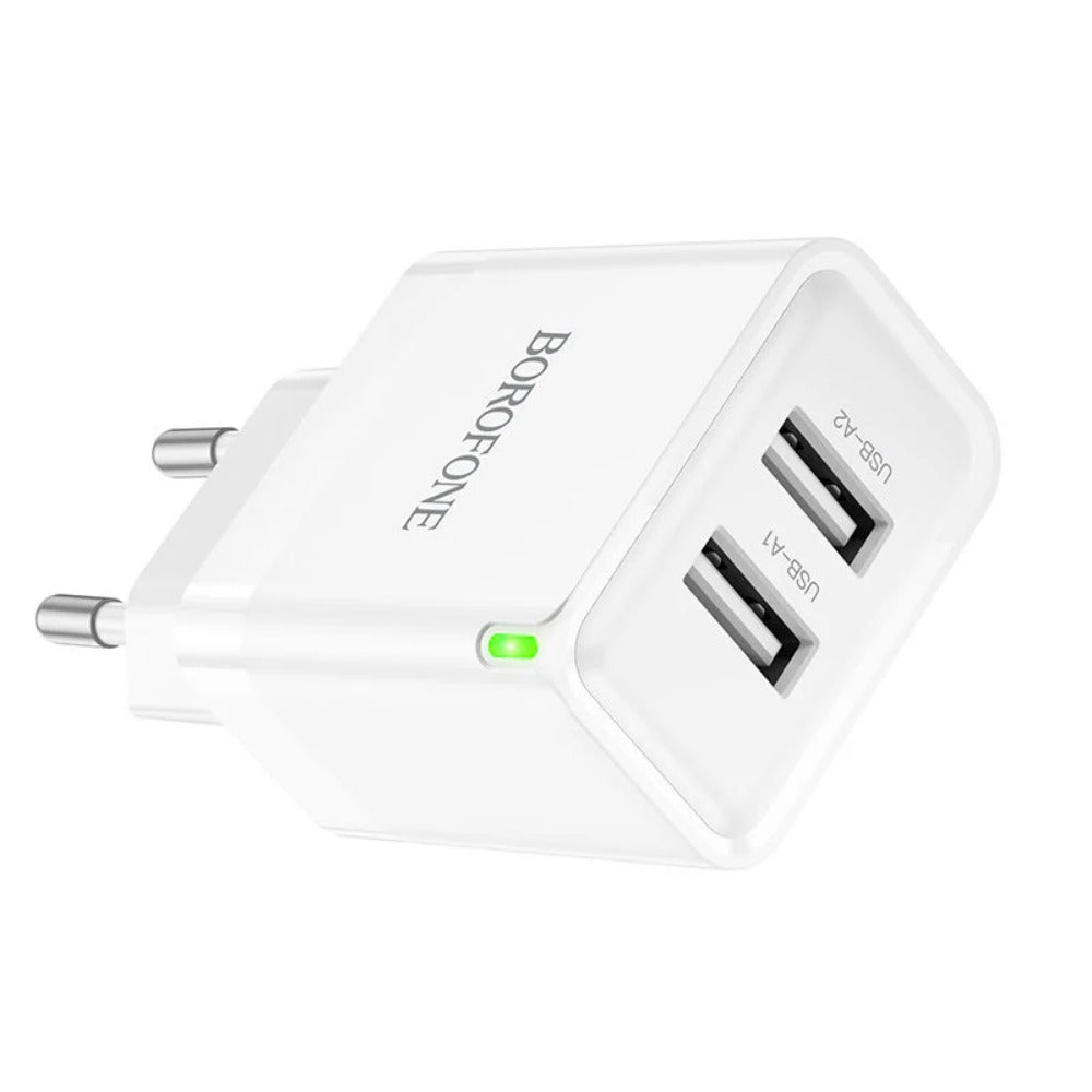 10.5W Dual USB-A Fast Charger EU Plug for iPhone, Huawei, Samsung, Xiaomi