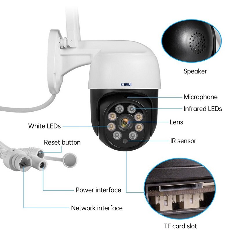 1080P 3MP/2MP Smart PTZ WiFi IP Camera, 4X Zoom Dome, Outdoor Home Security CCTV Video Surveillance