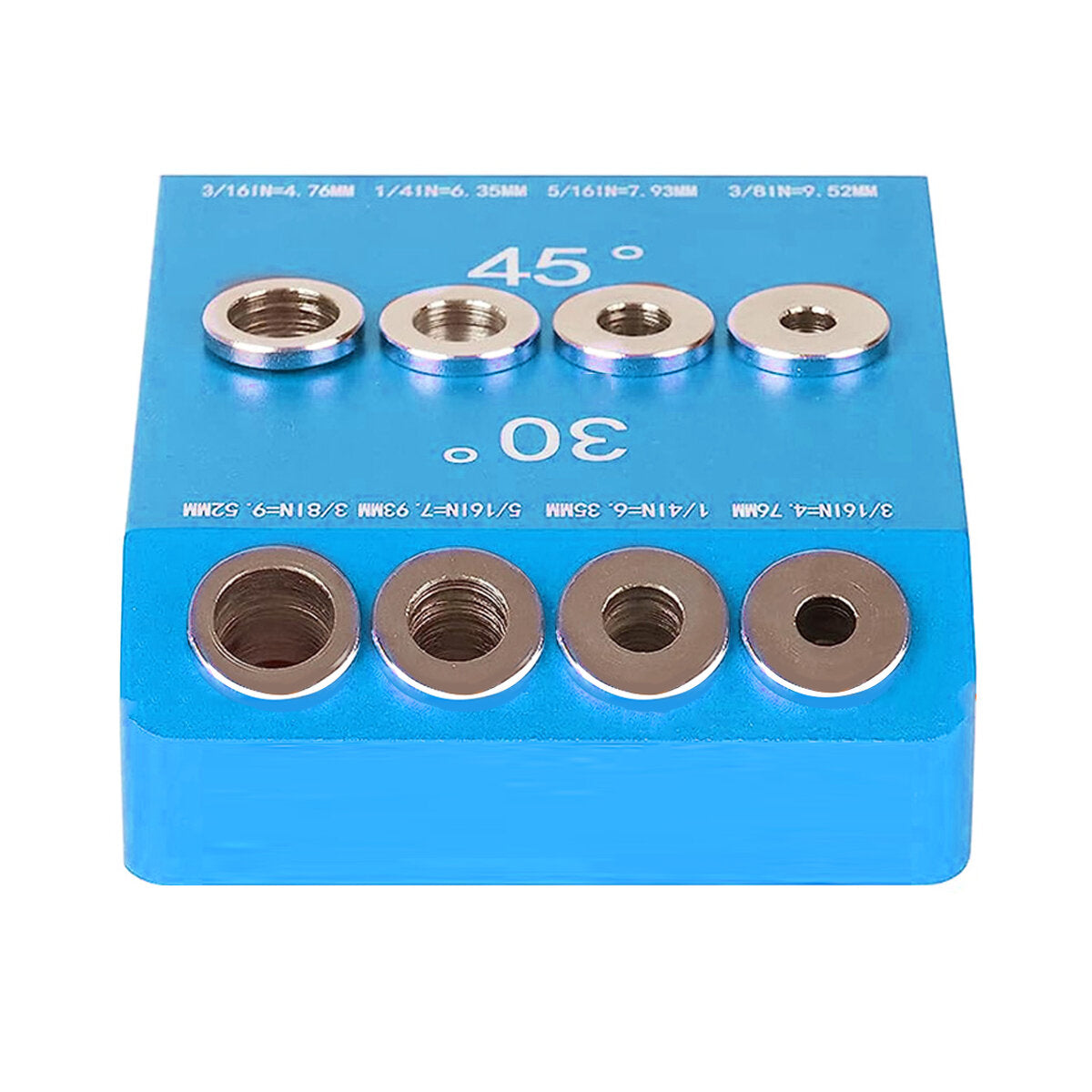 Woodworking Drill Guide Jig: 30 Degree 45 Degree 90 Degree Angles, 4 Drill Bit Sizes, Aluminum Alloy for Angled & Straight Holes