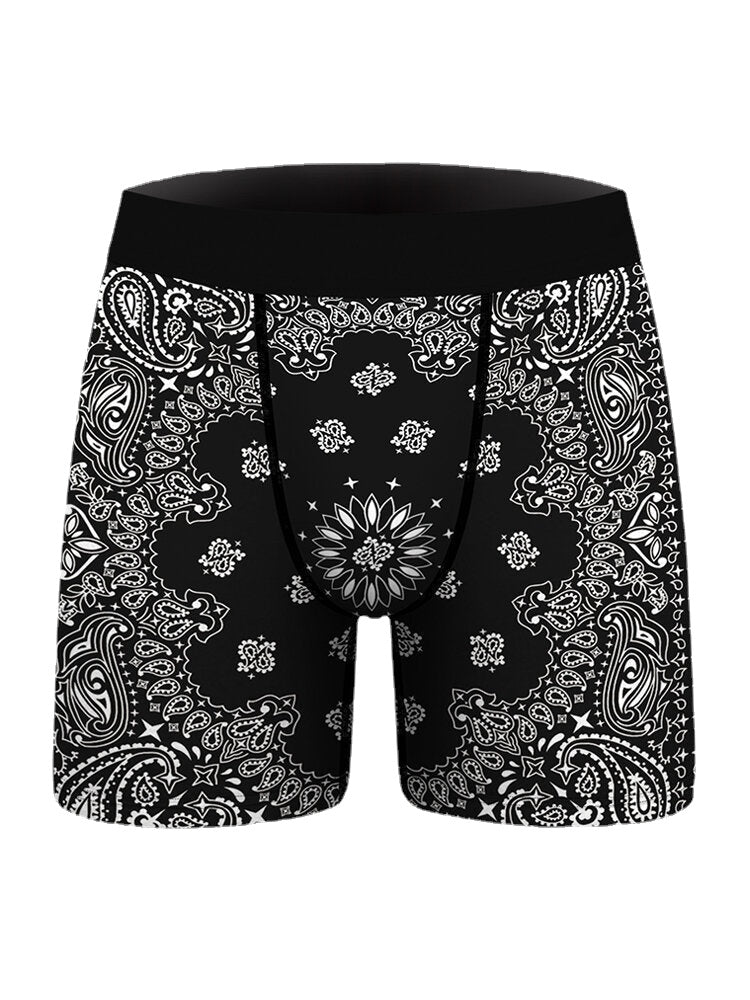 Atmungsaktive Boxershorts für Herren mit lustigem Graffiti-Print – Unterwäsche mit mittlerer Taille