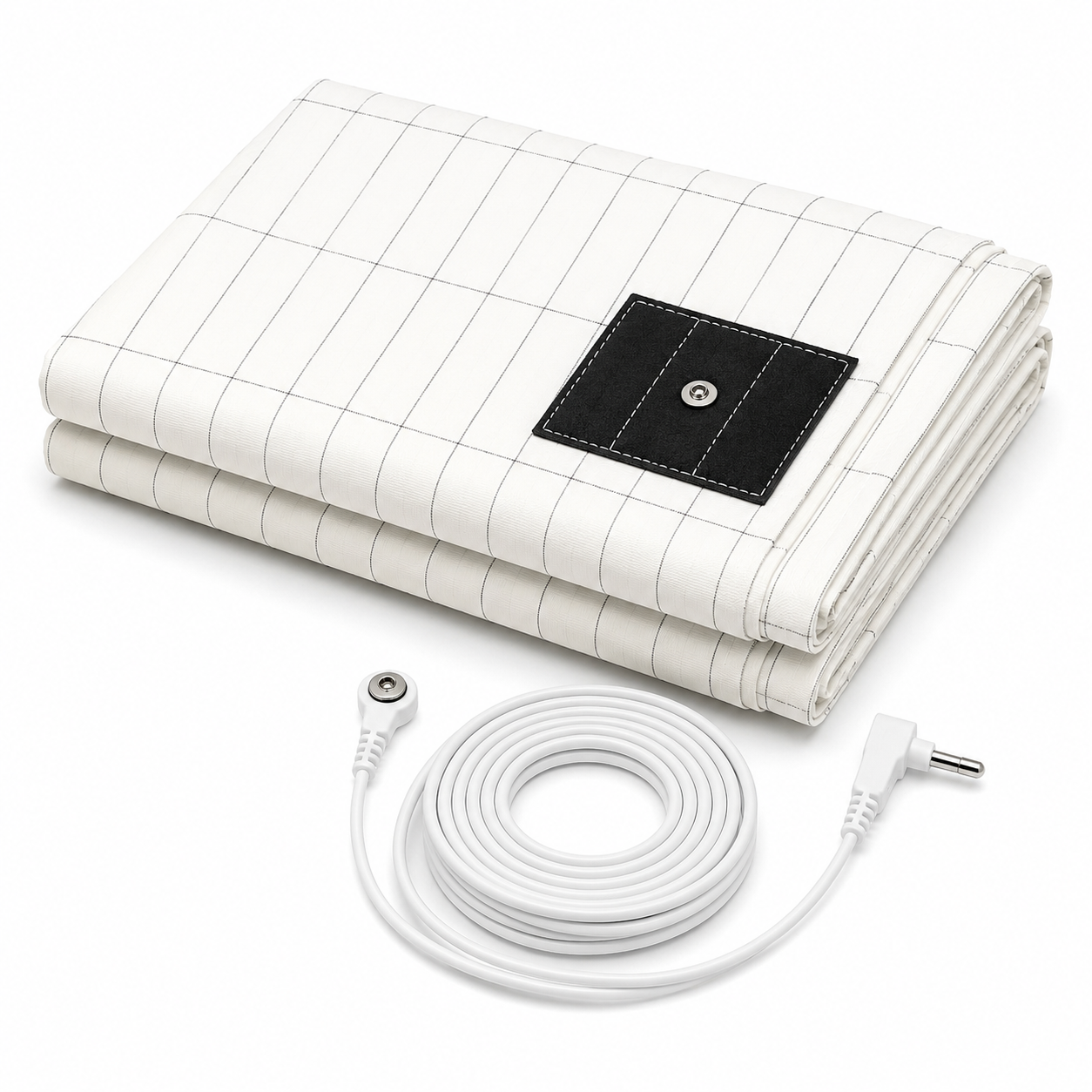 7healthwell EarthSc™ Grounding Fitted Sheet - Japan Standard Sizes - Organic Cotton & Silver Fibre (Grey/White)