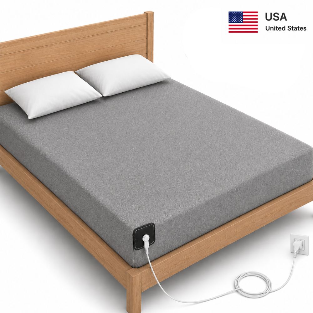 7healthwell EarthSc™ Grounding Fitted Sheet - US Standard Sizes - Organic Cotton & Silver Fiber (Gray/White)