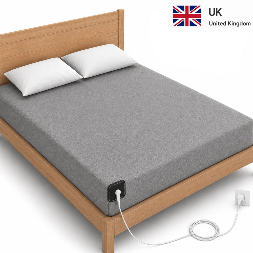 7healthwell EarthSc™ Grounding Fitted Sheet - UK, AU & NZ Standard Sizes - Organic Cotton & Silver Fibre (Grey/White)
